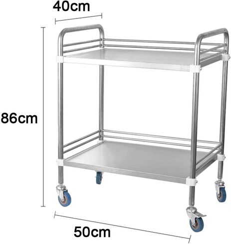 Collapsible Wagon Cart with Wheels Foldable Folding Wagons Carts Silent Universal Wheels,Medical Trolley Cart Dental Lab Cart Stainless Steel, 2/3 Layers Hospital Equipment Portable Trolley in Kuwait
