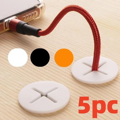 جروميت الكابلات المعدنية ، 5pcs الحبل المكتبي ، منظم الأسلاك ، يمر عبر الكابلات ، حلقات كابل مرنة طعمة مستديرة in Saudi Arabia