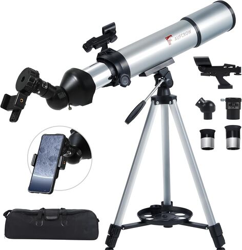 Telescope for Adults, 80mm Aperture High-Powered Astronomy Telescopes with 900mm Focal Length, 270X Professional Refractor Telescope, Stainless Steel Tripod, Red Dot Finder, Carry Bag, Phone Adapter in Saudi Arabia