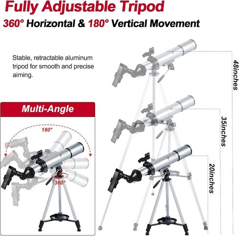 Telescope for Adults, 80mm Aperture High-Powered Astronomy Telescopes with 900mm Focal Length, 270X Professional Refractor Telescope, Stainless Steel Tripod, Red Dot Finder, Carry Bag, Phone Adapter in Saudi Arabia