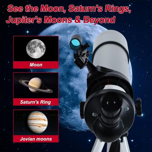 Telescope for Adults, 80mm Aperture High-Powered Astronomy Telescopes with 900mm Focal Length, 270X Professional Refractor Telescope, Stainless Steel Tripod, Red Dot Finder, Carry Bag, Phone Adapter in Saudi Arabia