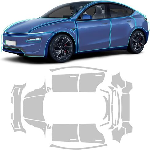 لعام 2025 Tesla Model Y Juniper Precut Paint Film Film 8.5 Mil TPU PPF Clear Car HD Scratch Extriality (Trunk + Art Bars 13pcs) in Kuwait