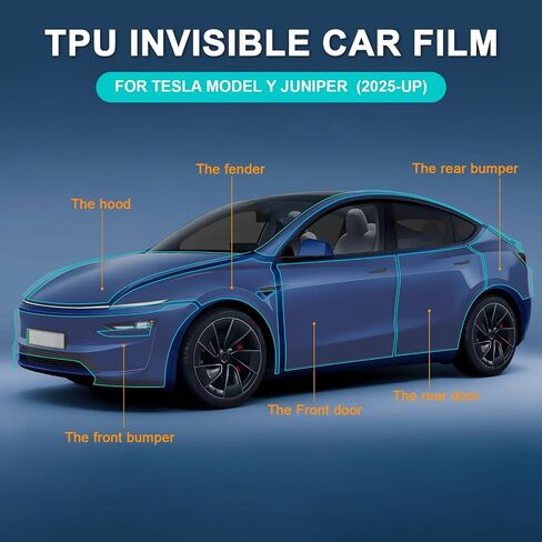 لعام 2025 Tesla Model Y Juniper Precut Paint Film Film 8.5 Mil TPU PPF Clear Car HD Scratch Extriality (Trunk + Art Bars 13pcs) in Kuwait
