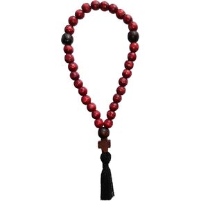 Christian Prayer Rope Orthodox Komboskoini Oak Wooden Chotki 30 Knots Wood Cross Men Women Black in Kuwait