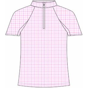 Kids Pink Gingham 1/4 Zip - كم قصير in Saudi Arabia