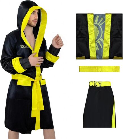 Lilliweene Boxing Costume Boxing Robe Robe Satin Rets and Shorts for Adult Kids in Kuwait