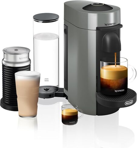 Nespresso VertuoPlus Deluxe Coffee and Espresso Machine by De'Longhi with Milk Frother, 5 ounces, Matte Black in Kuwait