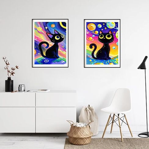 DOZEEZOP 4 Pack 5D Diamond Painting Kits for Adults, Cat Diamond Art Kits for Beginners of All Ages, Round Full Drill Painting by Numbers Crafts Home Wall Decor 12 x 16 Inches Blue in Saudi Arabia