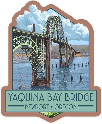 Die Cut Sticker Newport ، Oregon ، Yaquina Bay Bridge ، ملصق فينيل من 1 إلى 3 بوصات (ملصق مقاوم للماء للسيارات ، زجاجات المياه ، أجهزة الكمبيوتر المحمولة ، المبردات) ، صغيرة in Kuwait