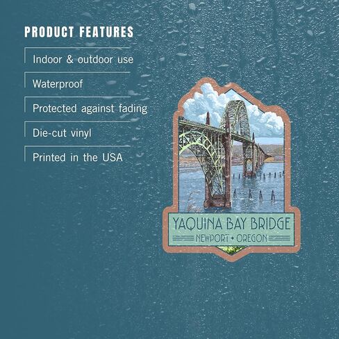 Die Cut Sticker Newport ، Oregon ، Yaquina Bay Bridge ، ملصق فينيل من 1 إلى 3 بوصات (ملصق مقاوم للماء للسيارات ، زجاجات المياه ، أجهزة الكمبيوتر المحمولة ، المبردات) ، صغيرة in Kuwait