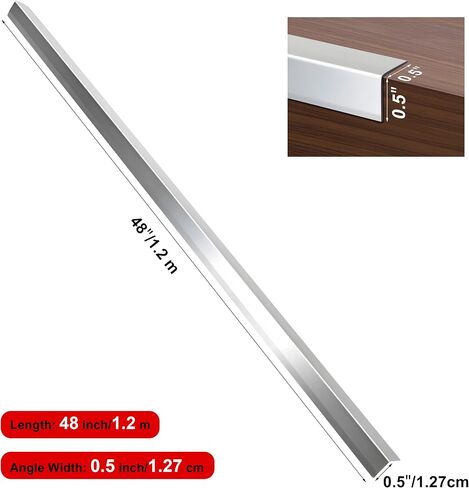 T304 Stainless Steel Corner Guards, 0.5' x 0.5' x 48', 5 Pack Metal Wall Corner Protector for Wall Protection and Decoration, 20 Ga/ 1MM Thickness in Kuwait