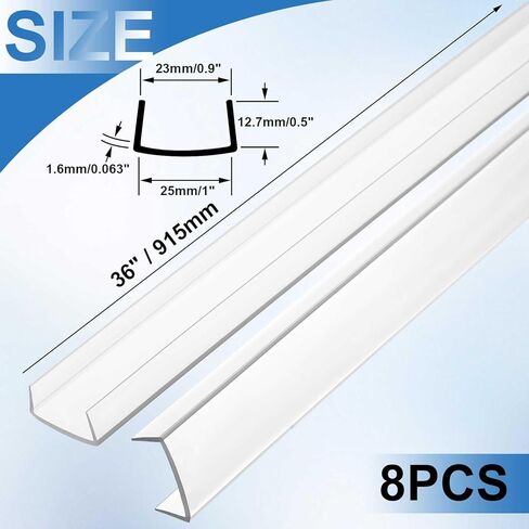 8 Pack 36" Length 1" Thick Flexible Cabinet Door Protector Clear Plastic U Channel/c Channel for Kitchen Cabinets Shelf Drawer Edge Impact Protection, Wear Prevention, Decorative Trim in Saudi Arabia