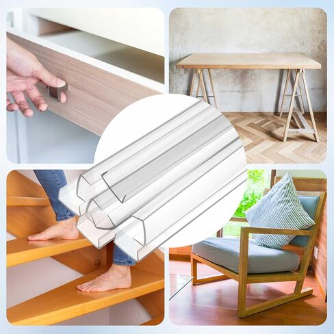 8 Pack 36" Length 1" Thick Flexible Cabinet Door Protector Clear Plastic U Channel/c Channel for Kitchen Cabinets Shelf Drawer Edge Impact Protection, Wear Prevention, Decorative Trim in Saudi Arabia