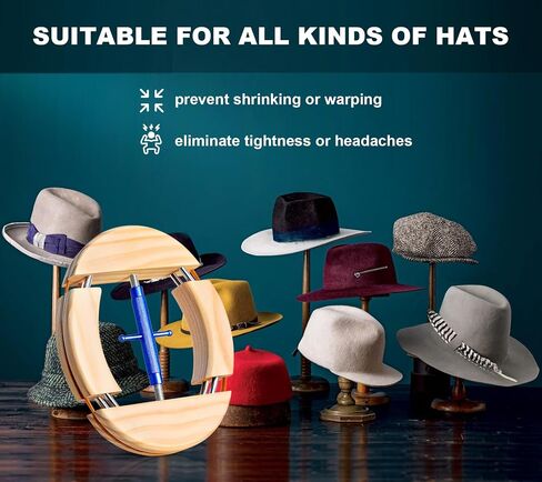 4 Way Hat Spreader ، نقالة قبعة خشبية للقبعات المجهزة ، الحجم الممتد 6 7/8 إلى 8 1/2 ، نقالة القبعة تناسب جميع أنواع القبعات - مبدأ الرافعة المطورة ، قبعة رعاة البقر الثقيلة in Saudi Arabia