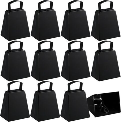 Boao 12 Pack Metal Cowbells with Handle 4 Inch Cow Bells Noise Makers Hand Percussion Cowbells Loud Cheering Bells for Sporting Events Football Games Weddings School Celebrations Party(Blue) in Saudi Arabia