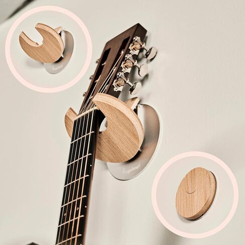 شماعات الجيتار القابلة للطي و Guitar Wall Mount Bracket Pracket for Guitars and Basses - Bative - Danish Design - Space Saving - Wooden - Oak Color - Pratch Proof - Award Award ... in Saudi Arabia