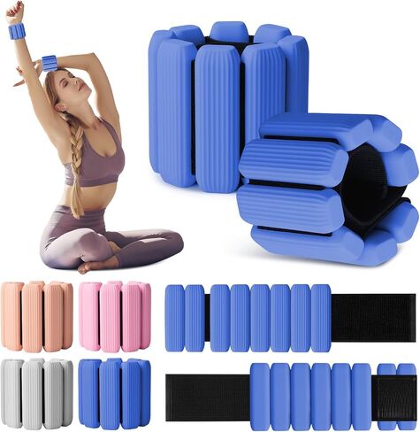 Wrist Weights Set of 2(1Lbs Each), Wearable Wrist Ankle Weights for Women & Men, Adjustable Arm & Leg Weights for Walking, Yoga, Swimming, Gym in Kuwait