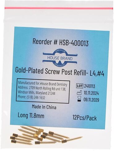 400013 HSB Gold Plated Screw Posts L4#4 Long 11.8mm 12/PK in Saudi Arabia