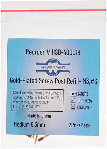 400018 HSB Gold Plated Screw Posts M3#3 Medium 9.3mm 12/Pk in Saudi Arabia