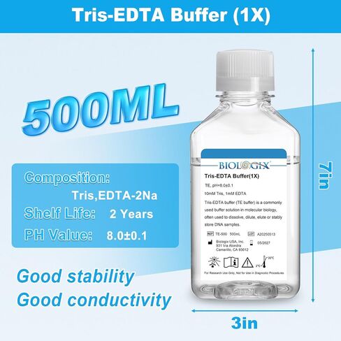TE Buffer ، Tris-Edta Buffer (1 ×) الرقم الهيدروجيني 8.0 ، 500 مل ، زجاجة واحدة in Kuwait