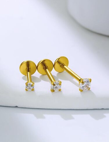 14 كيلو الذهب مملوءة بخيوط الخواتم خواتم الأنف الأزرار المسطحة في المقودات الخلفية 20G 18G 16G 316L خواتم أنف من الفولاذ المقاوم للصدأ الجراحية in Saudi Arabia