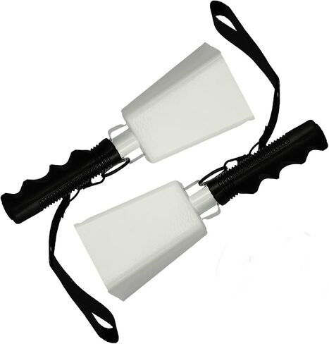 2pcs Cowbells Steel Cow Bell 9 بوصة صانعي الضوضاء Cowbell Comeing Hand Bell مع حزام معصم للأحداث الرياضية ، وألعاب كرة القدم ، والحفلات ، والمزرعة ، والآلات الموسيقية (أبيض) in Kuwait