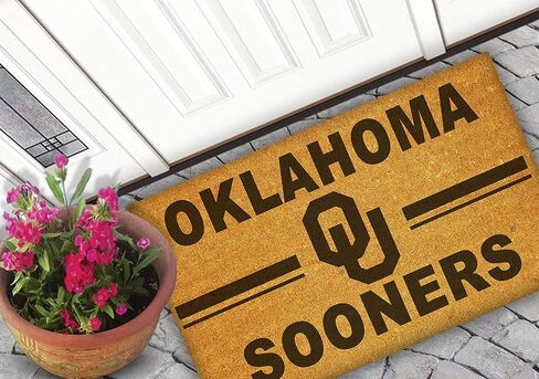 KH Sports Fan Oklahoma Sooners Team Logo Coir Doormat ، 18 × 30 بوصة ، سجادة خارجية Sooners ؛ عرض روح فريقك مع هذا الفريدة من أوكلاهوما سونرز ممسحة in Kuwait
