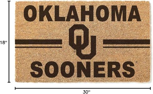 KH Sports Fan Oklahoma Sooners Team Logo Coir Doormat ، 18 × 30 بوصة ، سجادة خارجية Sooners ؛ عرض روح فريقك مع هذا الفريدة من أوكلاهوما سونرز ممسحة in Kuwait