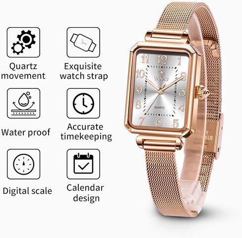 Womens Watch Fashion Dress Dress Mesh Sbart Watchproof Watches for Women Elegant Dainty two Tine Womens Watch Watch Quartz Easy Read Watches With Day Date in Kuwait