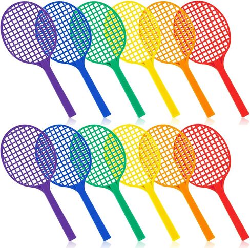 12 PCS Tennis Tennis Racquets PE معدات فصول التربية البدنية للمدرسة الابتدائية ألوان متنوعة (18.9 × 8.1 بوصة) in Saudi Arabia