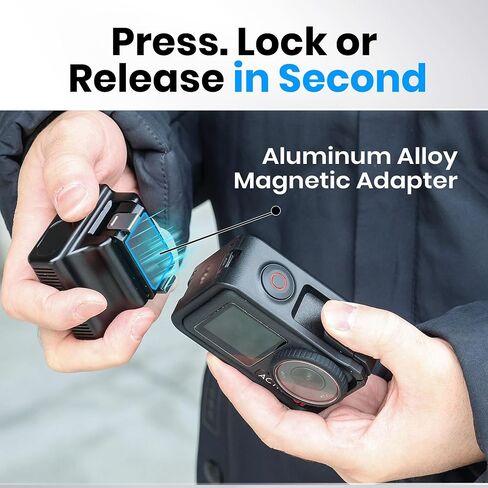 Mini Side Magnetic Handle for DJI Osmo Action 5 Pro, 4, 3 Cage – Aluminum Alloy with Magnetic Base, Quick Installation Adapter in Saudi Arabia