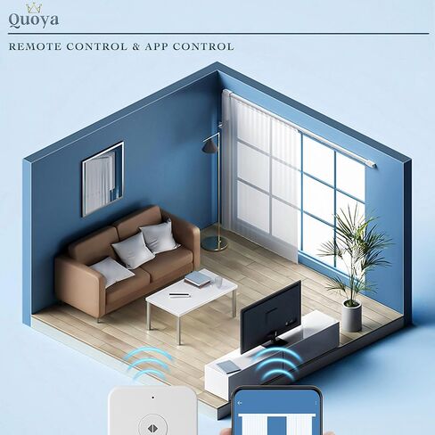 Quoya Smart Electric Curtain Track AT5810 【حتى 5 أمتار (196in) - قابلة للتكيف وقابلة للتعديل ، مع محرك السكك الحديدية الآلي مع التطبيق والصوت والتحكم عن بُعد ومتوافق مع Alexa و Google و Siri in Saudi Arabia