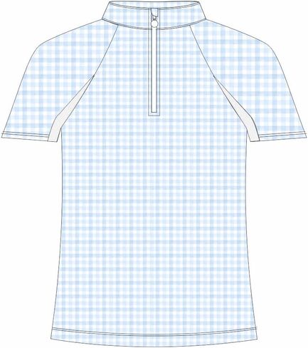 Kids Blue Gingham 1/4 Zip - Short Sleeve in Saudi Arabia
