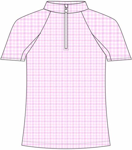Kids Pink Gingham 1/4 Zip - كم قصير in Saudi Arabia