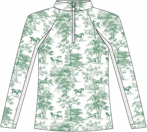 Kids Green Equestrian Toile 1/4 Zip - Long Sleeve in Saudi Arabia