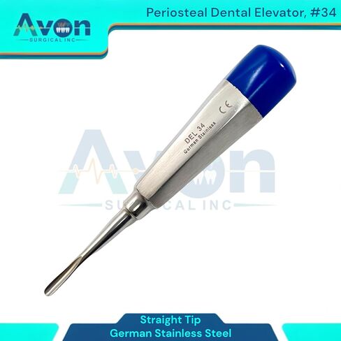 #34 مصعد الأسنان الأسنان مع طرف مستقيم ومقبض ملون ، استخراج أسنان سمحفي بطيفية مخطط الأسنان - مقبض جوفاء - الفولاذ المقاوم للصدأ الألماني in Kuwait