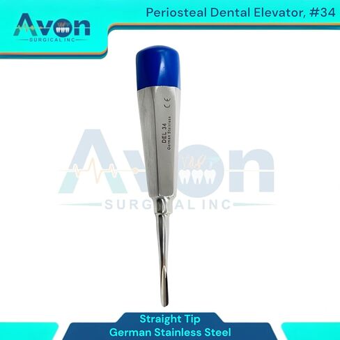 #34 مصعد الأسنان الأسنان مع طرف مستقيم ومقبض ملون ، استخراج أسنان سمحفي بطيفية مخطط الأسنان - مقبض جوفاء - الفولاذ المقاوم للصدأ الألماني in Kuwait