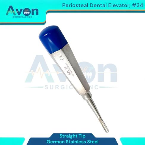 #34 مصعد الأسنان الأسنان مع طرف مستقيم ومقبض ملون ، استخراج أسنان سمحفي بطيفية مخطط الأسنان - مقبض جوفاء - الفولاذ المقاوم للصدأ الألماني in Kuwait