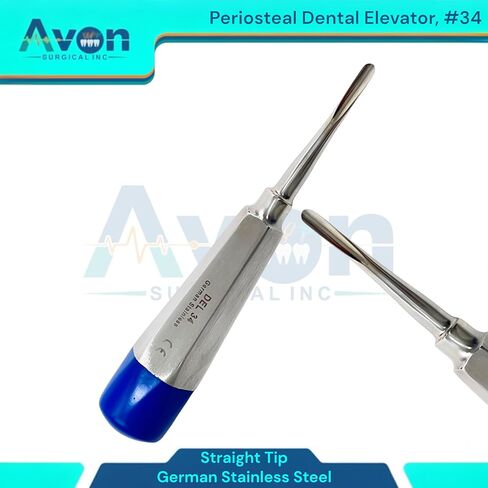 #34 مصعد الأسنان الأسنان مع طرف مستقيم ومقبض ملون ، استخراج أسنان سمحفي بطيفية مخطط الأسنان - مقبض جوفاء - الفولاذ المقاوم للصدأ الألماني in Kuwait