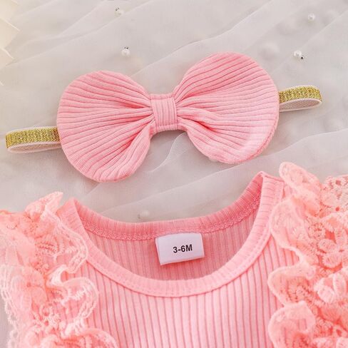 Baby Girl Clothes Infant Summer Outfits Cute Butterflies Mesh Ruffle Sleeveless Romper Headband Set 0-12 Months in Saudi Arabia