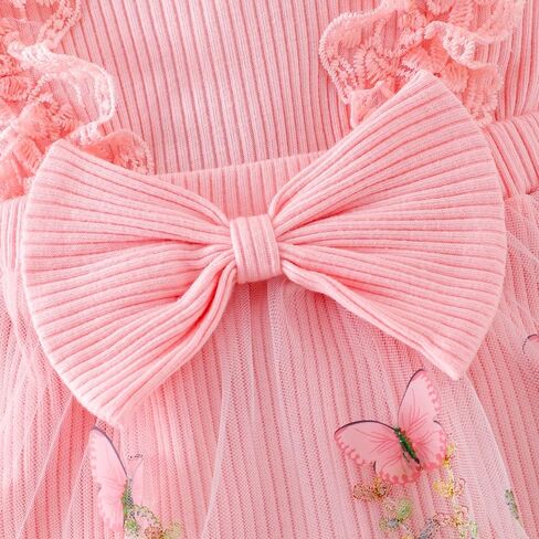 Baby Girl Clothes Infant Summer Outfits Cute Butterflies Mesh Ruffle Sleeveless Romper Headband Set 0-12 Months in Saudi Arabia