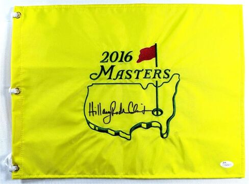 هيلاري رودهام كلينتون وقعت موقعة غولف دبوس العلم 2016 Masters JSA Z16341 in Saudi Arabia