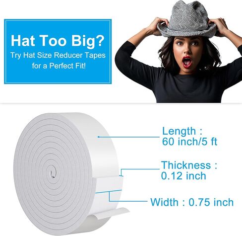ROLL TAPE ROLL 60 "، إدراج مخفض بحجم القبعة ، وصنع شريط عرق أصغر ، وشريط حشو الرغوة المصادق على اللصق الذاتي لقبعات البيسبول ، و Cowboy ، و Pana ، و Fedora ، والغربية ، والقبعة الصلبة ، والأسود ، والأسود in Saudi Arabia