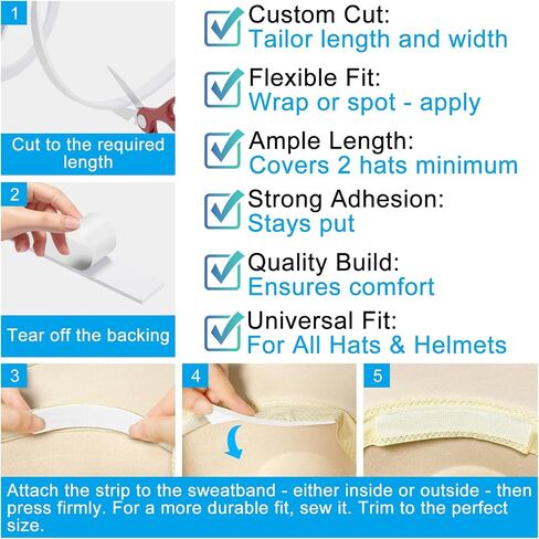 ROLL TAPE ROLL 60 "، إدراج مخفض بحجم القبعة ، وصنع شريط عرق أصغر ، وشريط حشو الرغوة المصادق على اللصق الذاتي لقبعات البيسبول ، و Cowboy ، و Pana ، و Fedora ، والغربية ، والقبعة الصلبة ، والأسود ، والأسود in Saudi Arabia