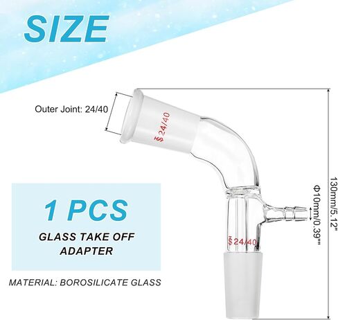 PATIKIL Borosilicate Glass Take Off Adapter, 105 Degree 24/40 Outer Joint Bent Distillation Connecting Adapter Distillation Part for Lab Use Equipment Supply in Saudi Arabia