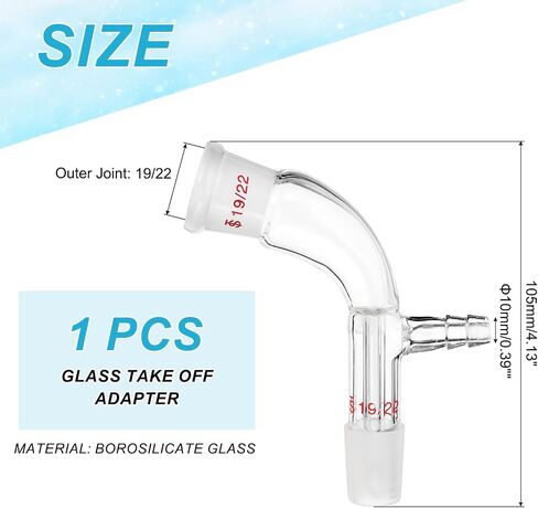 PATIKIL Borosilicate Glass Take Off Adapter, 105 Degree 24/40 Outer Joint Bent Distillation Connecting Adapter Distillation Part for Lab Use Equipment Supply in Saudi Arabia