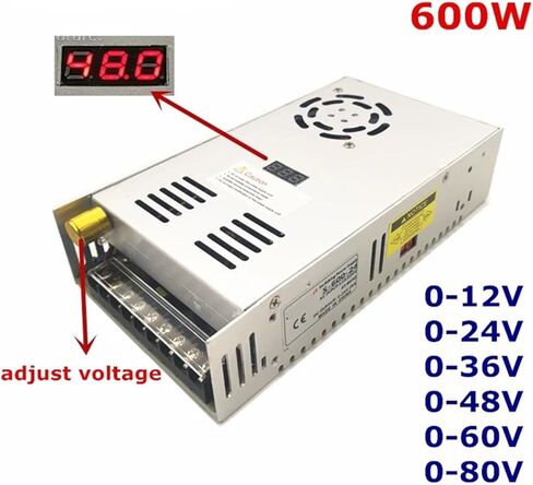 600W Adjustable Output Voltage 0-12V 24V 36V 48V 50V 60V 80V Switching Power Supply Digital Display(12V 50A) in Kuwait