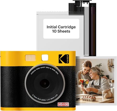 KODAK Mini Shot 4 ERA 4PASS 2-in-1 Instant Camera and Photo Printer (4x4) (Black, Camera + 70 Sheets + Gift Accessories) in Saudi Arabia