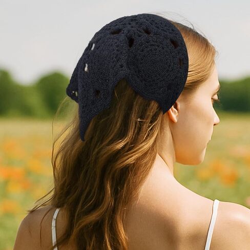 Crochet Hair Bandana,Triangle Head Scarf,Knitted Headband,Lace Bandana for Women,Crochet Bandana Kit in Kuwait