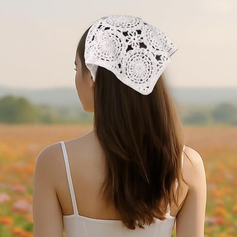Crochet Hair Bandana,Triangle Head Scarf,Knitted Headband,Lace Bandana for Women,Crochet Bandana Kit in Kuwait